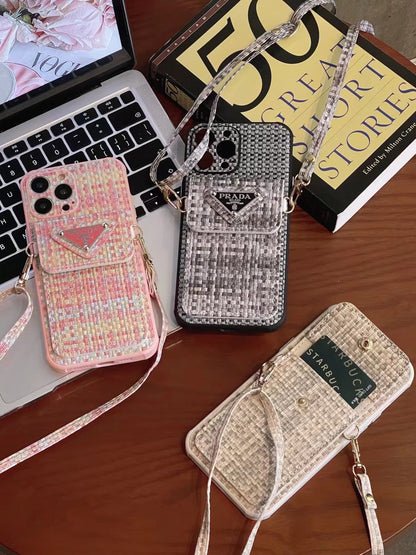 Braided cross-body coin purse case