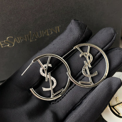 Fashion Retro Diamond Logo Hoop Earrings