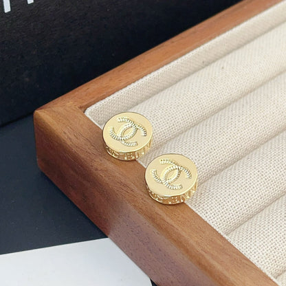 Round Mini Relief Gold Stud Earrings